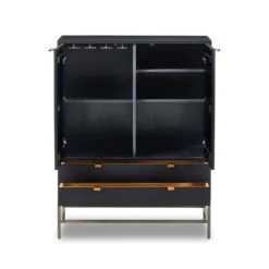 Troy Bar Cabinet - Black Wash Poplar -France and Son Store 236606 002 OPN 1