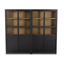 Veneto Panel And Glass Door Double Cabinet - Drifted Matte Black