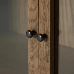Veneto Panel And Glass Door Double Cabinet - Drifted Oak Solid -France and Son Store 237536 002 DET 5