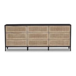 Loraine 9 Drawer Dresser - Natural Cane