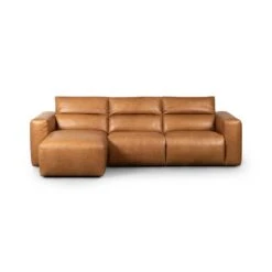 Fauna Power Recliner 3-Piece Sectional W/ Chaise - Sonoma Butterscotch - Left Chaise -France and Son Store 238963 002 FRT 2