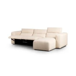 Fauna Power Recliner 3-Piece Sectional W/ Chaise - Antigo Natural - Right Chaise