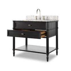 Toulouse Single Vanity - Satin Black Veneer -France and Son Store 239880 006 DET 04