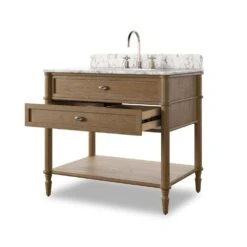 Toulouse Single Vanity - Washed Blonde Oak Veneer -France and Son Store 239880 007 DET 04
