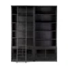 Aerith Double Bookcase W/ Ladder - Worn Blk -France and Son Store 240932 001 FRT 1