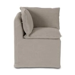 Drew Slipcover Dining Banquette - Stone -France and Son Store 241888 001 FRT 1