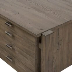 Maeve Desk - Grey Reclaimed French Oak - Grey, Brass -France and Son Store 242280 002 DET 1