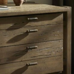 Maeve Desk - Grey Reclaimed French Oak - Grey, Brass -France and Son Store 242280 002 DET 9