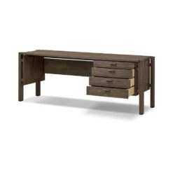 Maeve Desk - Grey Reclaimed French Oak - Grey, Brass -France and Son Store 242280 002 OPN 1