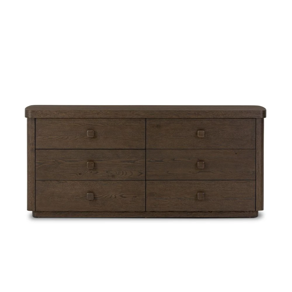 Valen 6 Drawer Dresser - Rustic Brown Oak Veneer 3 Valen 6 Drawer Dresser - Rustic Brown Oak Veneer