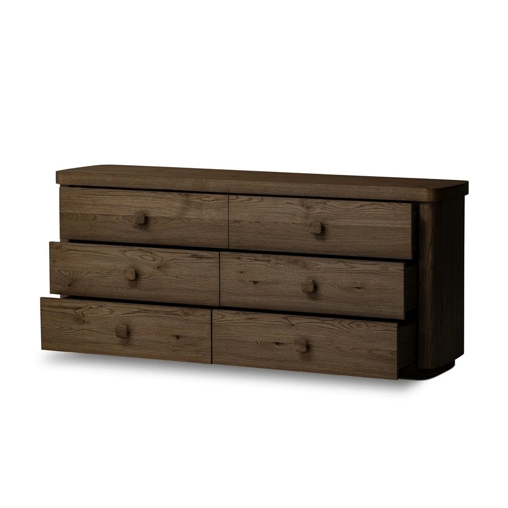 Valen 6 Drawer Dresser - Rustic Brown Oak Veneer 10 Valen 6 Drawer Dresser - Rustic Brown Oak Veneer - Image 8