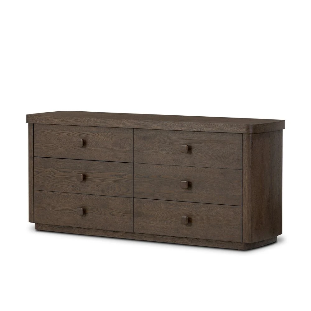 Valen 6 Drawer Dresser - Rustic Brown Oak Veneer 4 Valen 6 Drawer Dresser - Rustic Brown Oak Veneer - Image 2