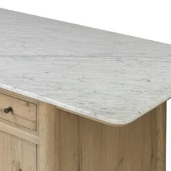 Fatima Kitchen Island - White Carrara Marble -France and Son Store 248178 001 DET 3