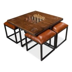 Low Game Table With Four Stools -France and Son Store 25693 4