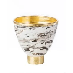 Roma Collection, Marble Cachepot With Gold Accents