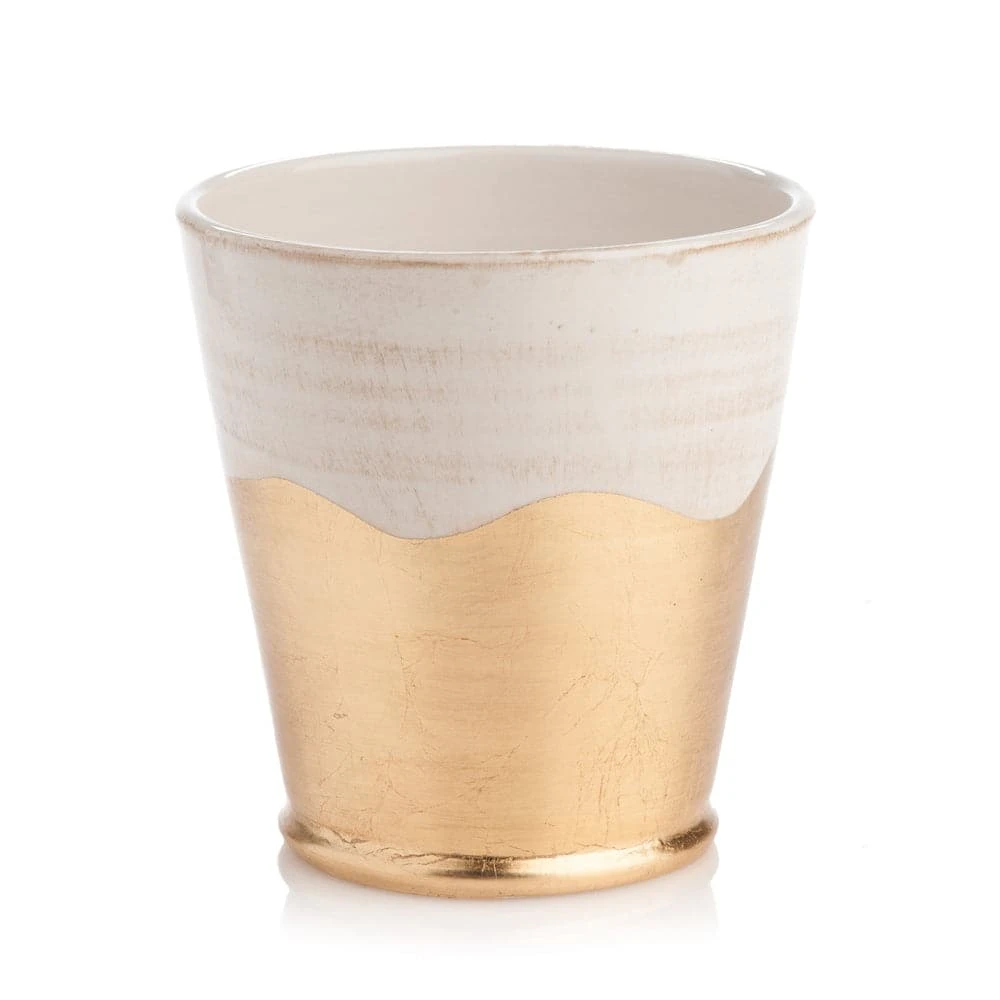 Roma Collection, Wave Cachepot With Gold Accents