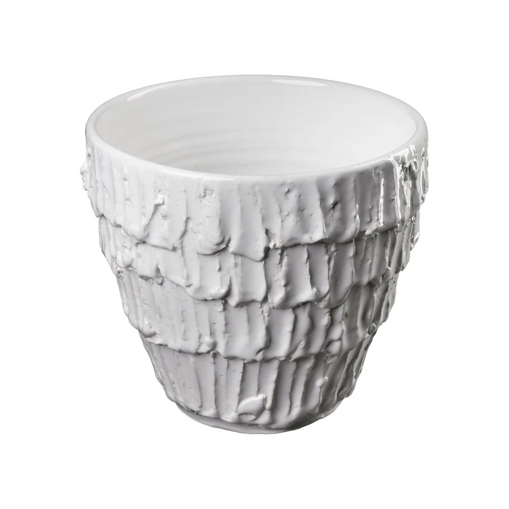 Fringe Cachepot, White 3 Fringe Cachepot, White