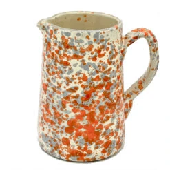 Taverna Speckled Pitcher, Orange/Gray -Cobalt/White
