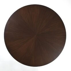 Flute Table 60 Walnut Top W/34 Silver Leaf Base 6 Flute Table 60 Walnut Top W/34 Silver Leaf Base -France and Son Store 27665