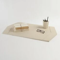 Tiffany Desk Blotter-Ivory Leather -France and Son Store 27734