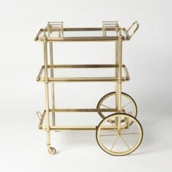 English Bar Cart And Tea Trolley-Brass