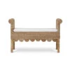 Newport Scalloped Bench In Rattan Natural W/ Arctic White Performance Fabric -France and Son Store 28447rnatsf204 1 d9edcda4 76e9 499c 935b bb5f1175296e