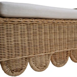 Newport Scalloped Bench In Rattan Natural W/ Arctic White Performance Fabric -France and Son Store 28447rnatsf204 5 b73f5126 e553 4824 ba5d 686d3812ac9a