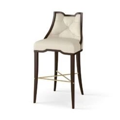 Logan Bar Stool-Walnut-Milk Leather