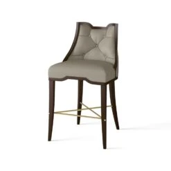 Logan Counter Stool-Walnut-Chesterfield Grey Leather