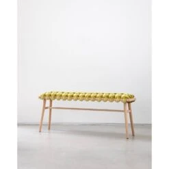 Citron Velvet Woven Bench