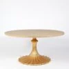 Flute Table 60 Cerused Oak Top W/34 Gold Leaf Base