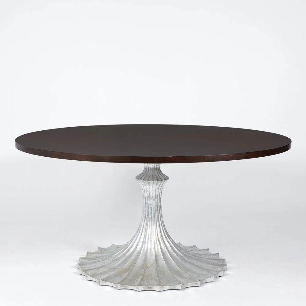 Flute Table 60 Walnut Top W/34 Silver Leaf Base 3 Flute Table 60 Walnut Top W/34 Silver Leaf Base
