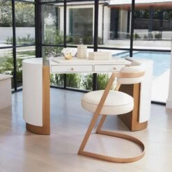 Tiffany Desk Blotter-Ivory Leather -France and Son Store 32514