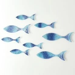 S/6 Wall Fish-Blue-Lg -France and Son Store 34070