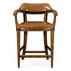 Walnut Upholstered Library Counter Stool