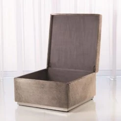 Metro Square Storage Ottoman-Grey Hair-o -France and Son Store 38038