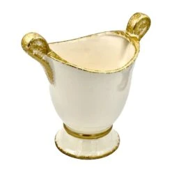 Savoy Spongy Cachepot, White/Gold Set Of 2