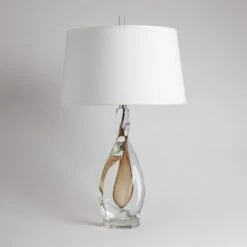 Amber Twist Lamp W/Silk Shade