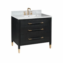 Verona 36" Black Linen Vanity With Rectangular Undermount Sink -France and Son Store 4c58c1bd29b16b047210b8765ae0c5750c670148