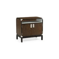 Campaign Style Dark Santos Rosewood Bedside Cabinet