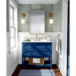 Honey & Hank Fifty States Shagreen Wallpaper -France and Son Store 50StatesShagreenOlive BathroomMockup