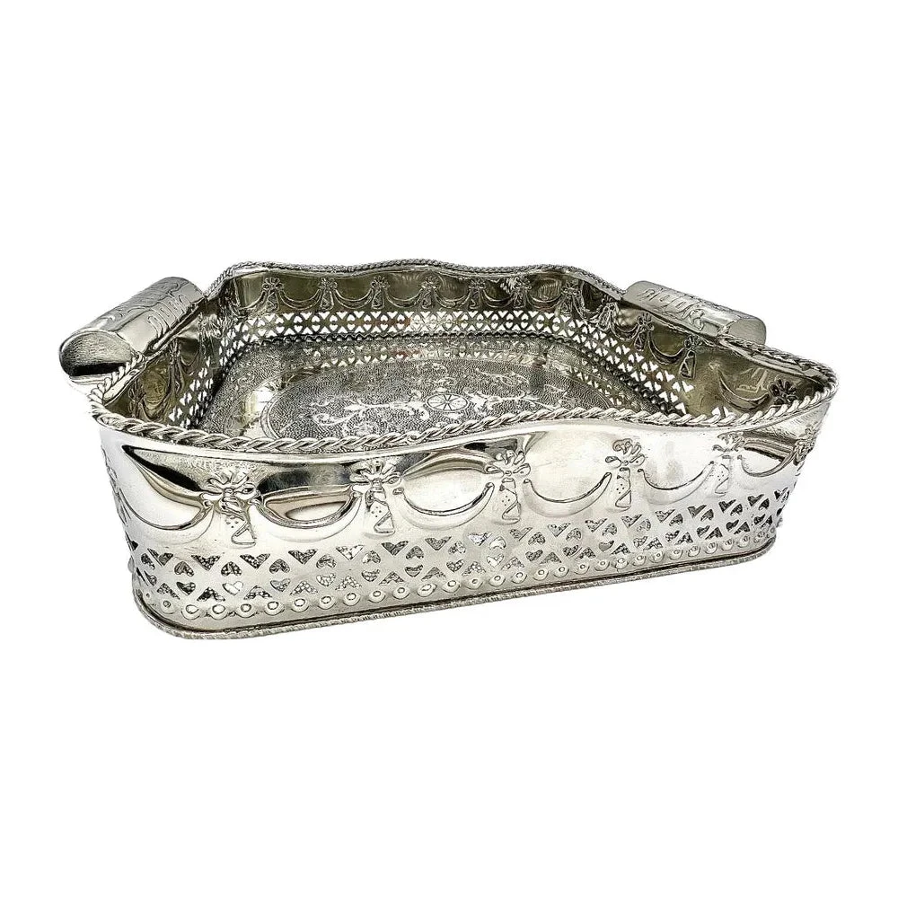 Polished Nickel Embossed Tray, Small 3 Polished Nickel Embossed Tray, Small