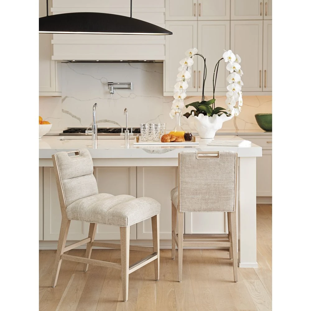 Greer Channeled Upholstered Counter Stool - Sand Drift 5 Greer Channeled Upholstered Counter Stool - Sand Drift - Image 3