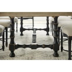 Florence Trestle Dining Table - 84" - Beige Black Brown Natural Off White - Wood - Rectangle -France and Son Store 5805 75200 80 detail4
