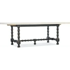 Florence Trestle Dining Table - 84" - Beige Black Brown Natural Off White - Wood - Rectangle -France and Son Store 5805 75200b 99