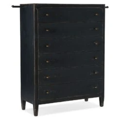 Florence Six-Drawer Chest- Black - Black - Wood -France and Son Store 5805 90010 99 open silo 33ae42a3 a8b8 4226 875b 65576b31132f