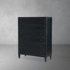 Florence Six-Drawer Chest- Black - Black - Wood -France and Son Store 5805 90010 99 edit af4e580b 76a8 4c96 a0cf f1465d0679c3