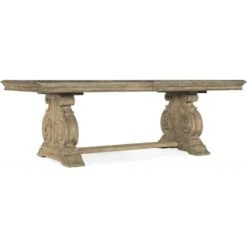 Monaco Rectangle Dining Table With Leaves - Beige Brown Natural Taupe - Resin Wood - Rectangle