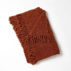 Textured Boucle Throw - Rust