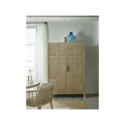 Oceanview Bar Cabinet - Beige Natural Off White - Fiberglass Glass Rattan Wood -France and Son Store 6015 75160 80 room